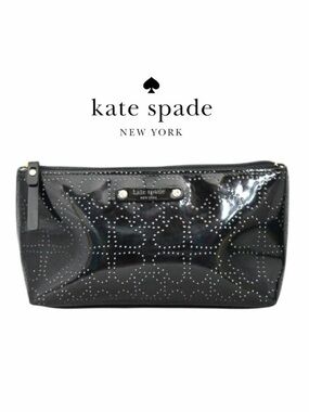 Kate Spade Little Shiloh Metro Spade Black Patent Cosmetic‎ Makeup Case